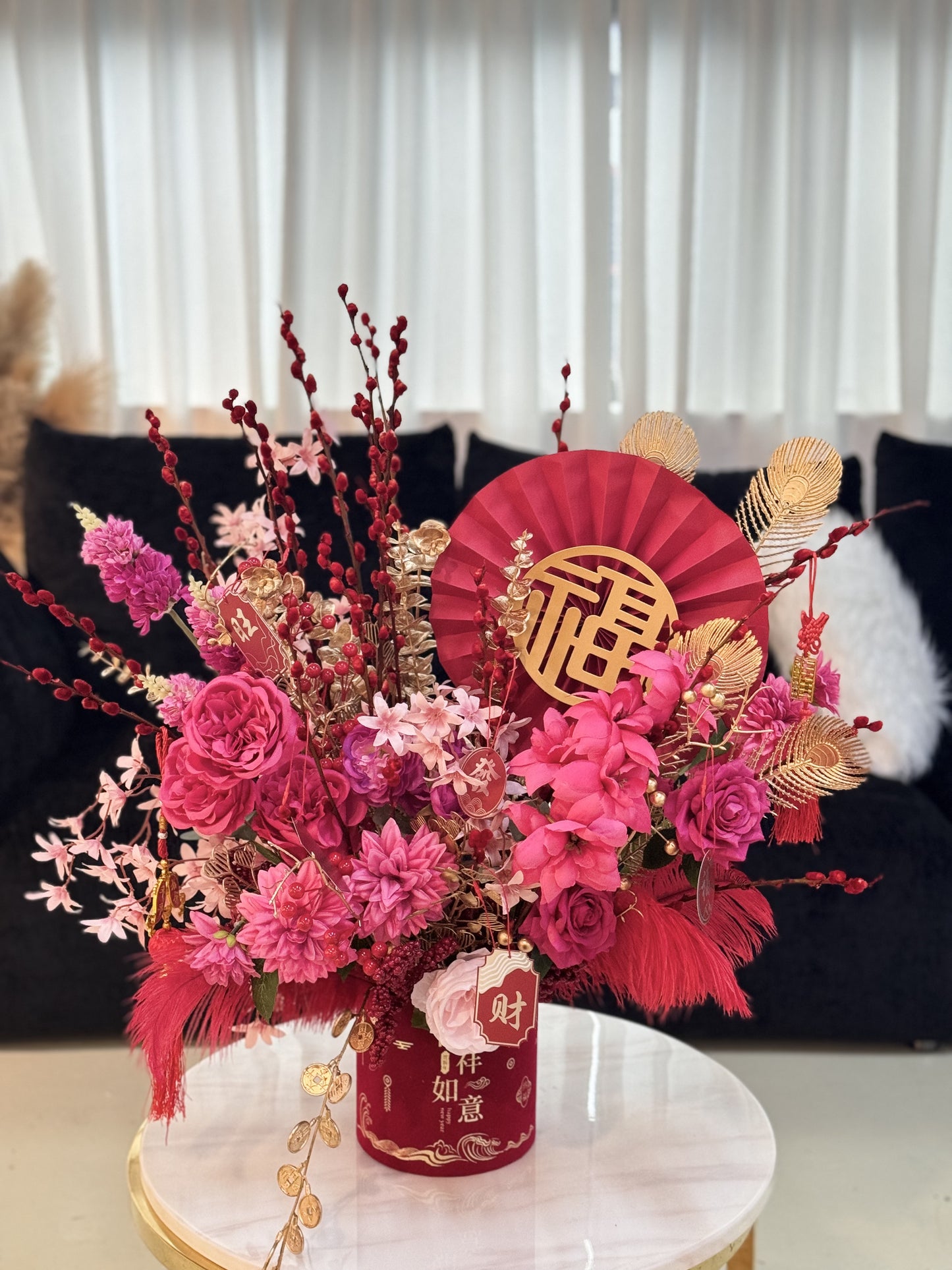 CNY Artificial Bloom Box- 五福临门